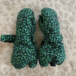 Burton Kids' Patterned Green Mittens